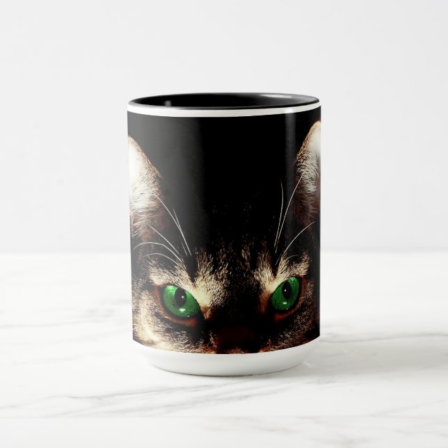 Grünäugige Katze Kaffeetasse (Zentrum)