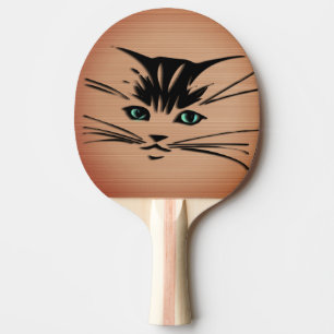 Grünäugige Katze Rustikalisch Tischtennis Schläger