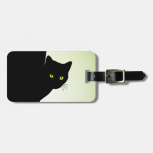 Grünäugige schwarze Katze Gepäckanhänger