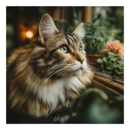 Grünaugiger Fluffiger Tigerkater Fotodruck