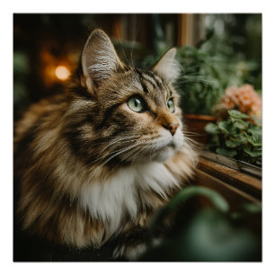 Grünaugiger Fluffiger Tigerkatze Poster