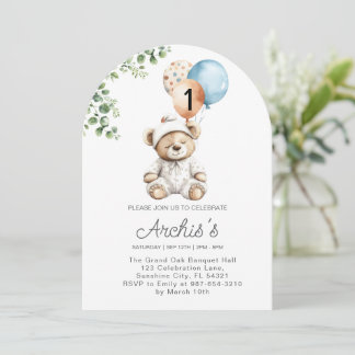 Grünbär Geburtstagsfeier Einladung, erste Teddy Einladung