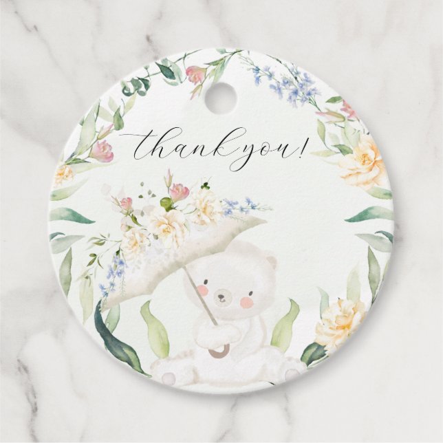 Grünbärengeschlecht Neutral Gelb Babydusche Fa Geschenkanhänger (Vorderseite)