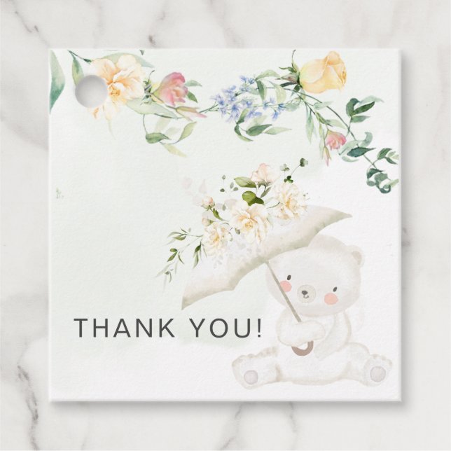 Grünbärengeschlecht - Neutral-Gelb-Babydusche Geschenkanhänger (Vorderseite)