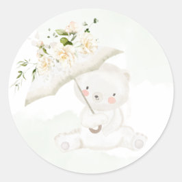 Grünbärenweibchen Neutral Floral Baby Dusche Runder Aufkleber