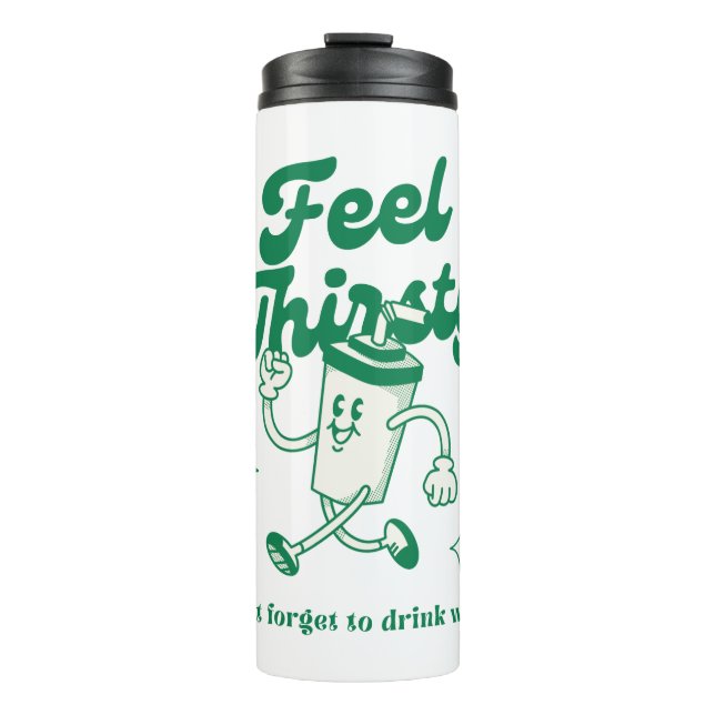 Grünbeige illustrierendes niedliches lustiges Zita Thermosbecher (Vorderseite)