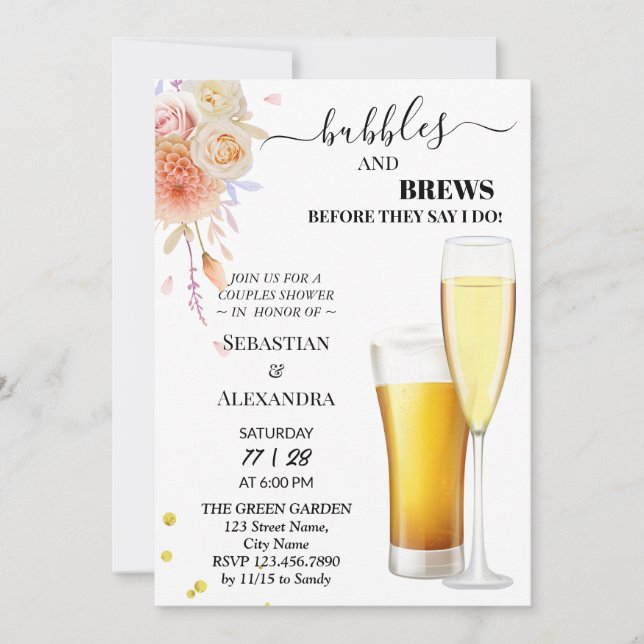 Grünblasen und Brausekupf Dusche Einladung (Vorderseite)