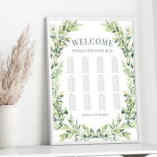 Grünblattkranz Hochzeitskarte Poster
