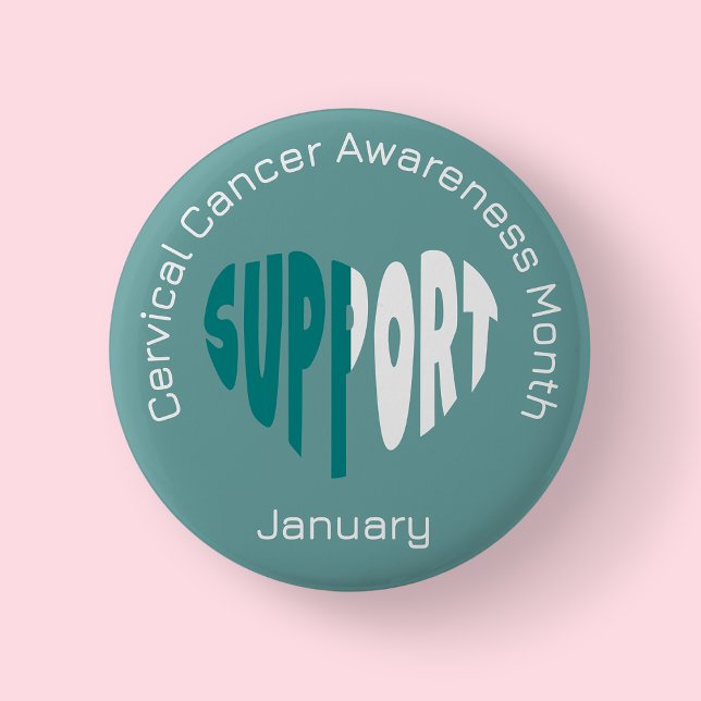 Grünblau-Weißer Monat der Aufklärung über Gebärmut Button (Cervical Cancer)