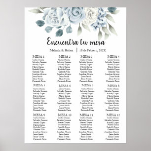 Grünblaue Blume Hochzeitskarte Poster