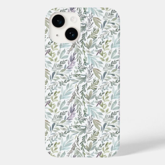 Grünblaue botanische Aquarellmalerei Case-Mate iPhone Hülle (Rückseite)