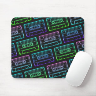 Grünblaue Neon-Kassette-Tape-Muster-Mauspad Mousepad