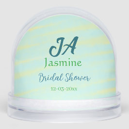 Grünblaue Pastell-Aquarell-Brautparty-Name da Schneekugeln