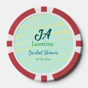 Grünblaue Pastell-Aquarell-Junggesellinnen-Abschie Pokerchips