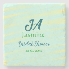 Grünblaue Pastell-Aquarell-Junggesellinnenabschied Steinuntersetzer