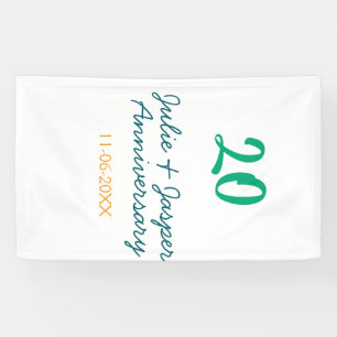 Grünblauer 20. Jahrestag Name Datum Orange Banner