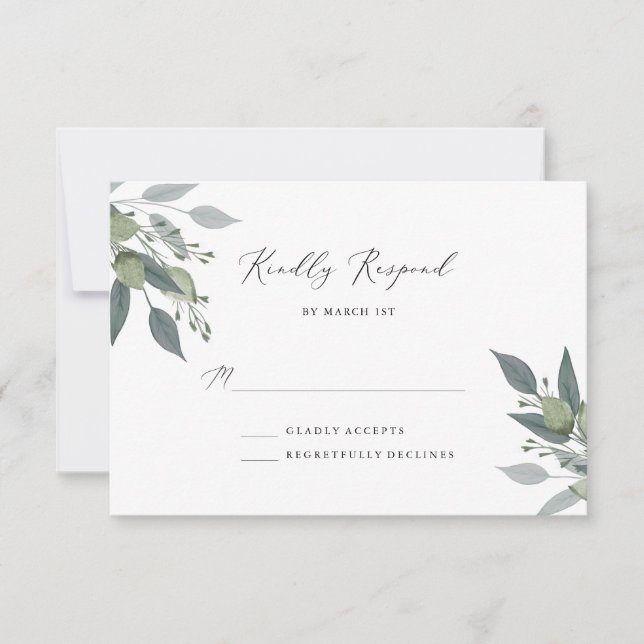 Grünbouquet RSVP Karte (Vorderseite)