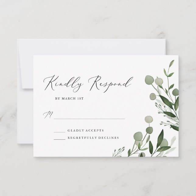 Grünbouquet RSVP Karte (Vorderseite)