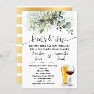 Grünbrauen und Weinkellner Dusche Einladung