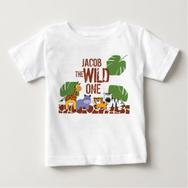 Grünbraun Name Safari WILD EIN 1. Geburtstag Baby T-shirt