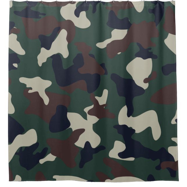 Grünbraune Camouflage Duschvorhang (Vorderseite)