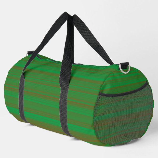 Grünbraune Streifen Duffle Bag (Rechte Ecke)