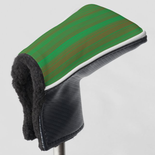 Grünbraune Streifen Golf Headcover (3/4 Vorderseite)