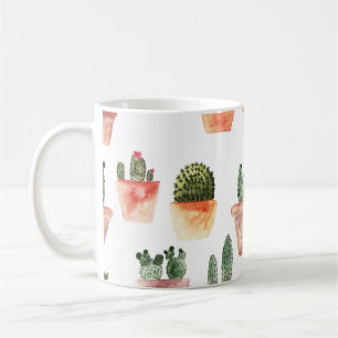 Grünbraunes Kaktusmuster Kaffeetasse