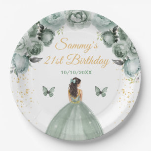 Grünbraunhaarige Prinzessin zum Geburtstag Party Pappteller