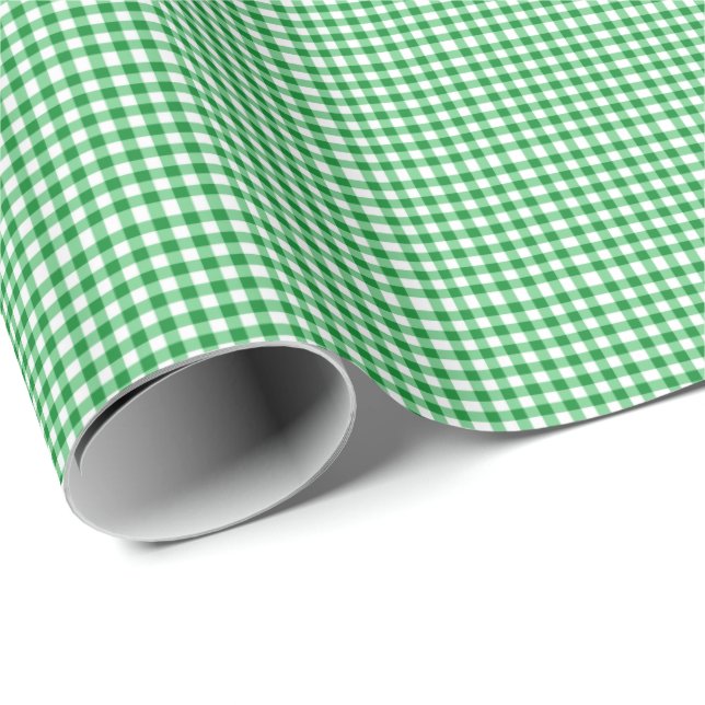 Grünbuch Gingham Wrapping Geschenkpapier (Rolleneckpunkt)
