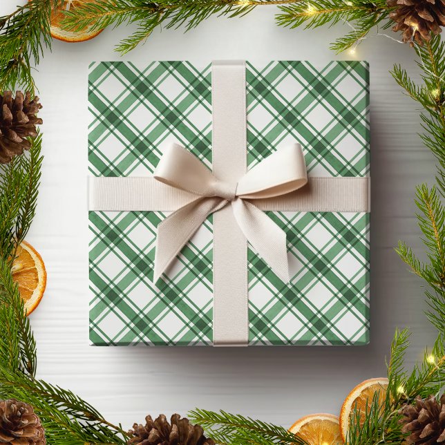 Grünbuch und Kariertes Weißbuch Geschenkpapier (Green and White Plaid Wrapping Paper
)