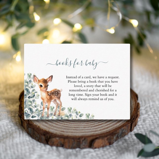 Grünbücher für Kleinkinder Begleitkarte (Deer Eucalyptus Greenery Books for Baby Enclosure Card Baby Shower)