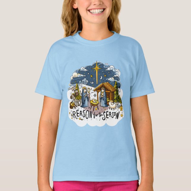 Grund für die Jahreszeit Die Geburt Jesu T-Shirt (Vorderseite)