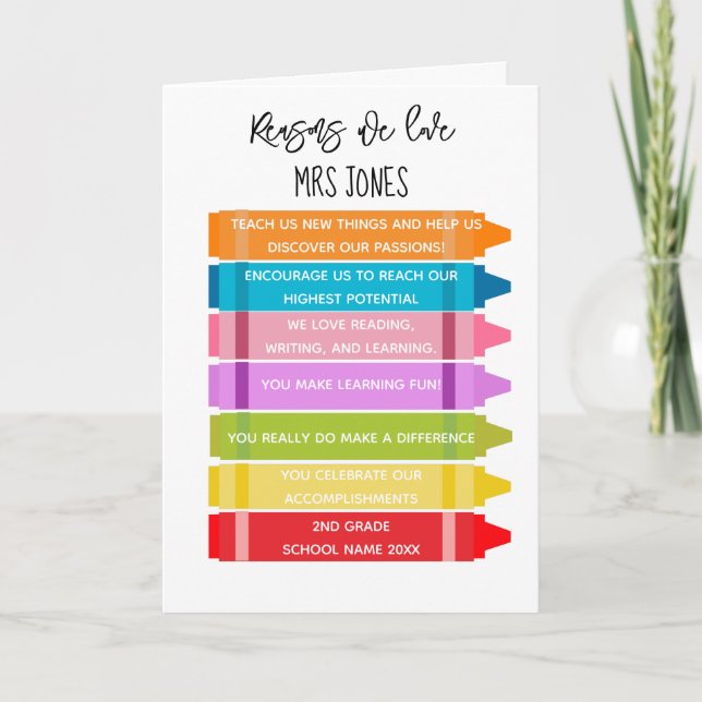 Gründe, aus denen wir Ihnen als Lehrer Liebe geben Karte (Vorderseite)