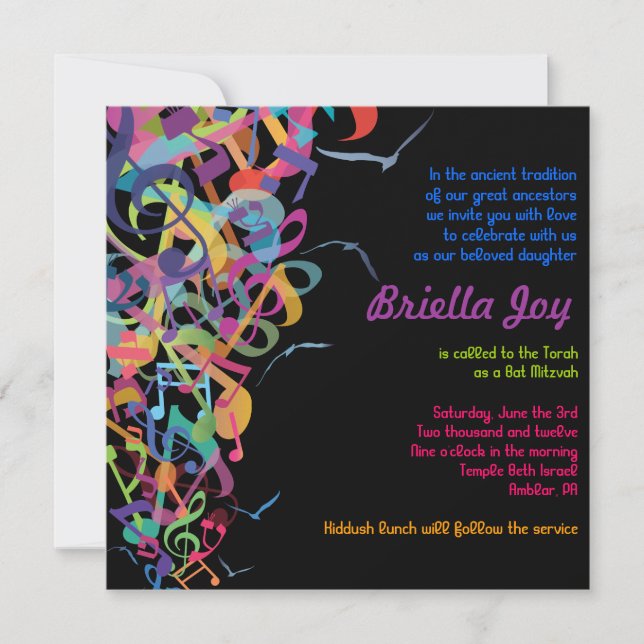 GRÜNDE DER TORAH BAT Bar Mitzvah Einladung (Vorderseite)