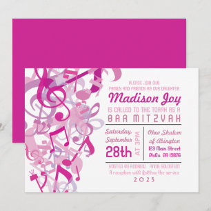 GRÜNDE DER TORAH Pink Bat Mitzvah Einladung