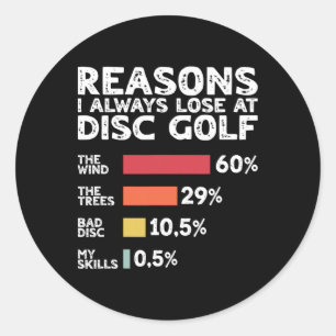 Gründe, warum ich beim Disc Golf immer verliere Lu Runder Aufkleber