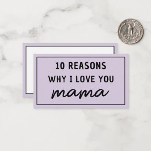 Gründe, warum ich dich liebe Mama Muttertag Cute Mitteilungskarte