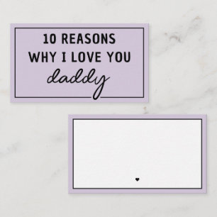 Gründe, warum ich dich Papa liebe Vatertag Cute Mitteilungskarte
