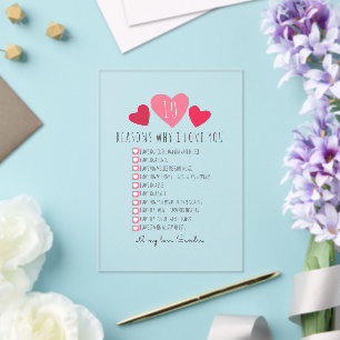 Gründe, warum ich Sie Liebe. Einmaliges Valentinst Acryleinladungen