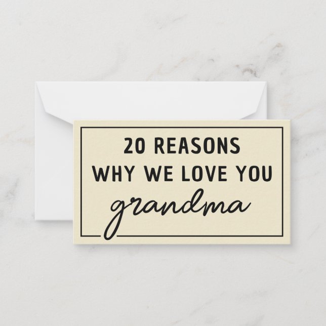 Gründe, warum wir Ihnen Oma Niedlich Liebe geben Mitteilungskarte (Vorderseite)