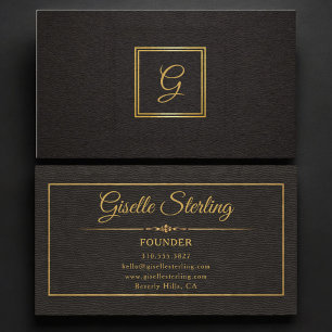 Gründer-Monogramm Gold Schwarz Professionell Visitenkarte