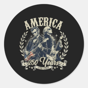 Gründervater der USA Abe Lincoln spielt Gitarre Runder Aufkleber