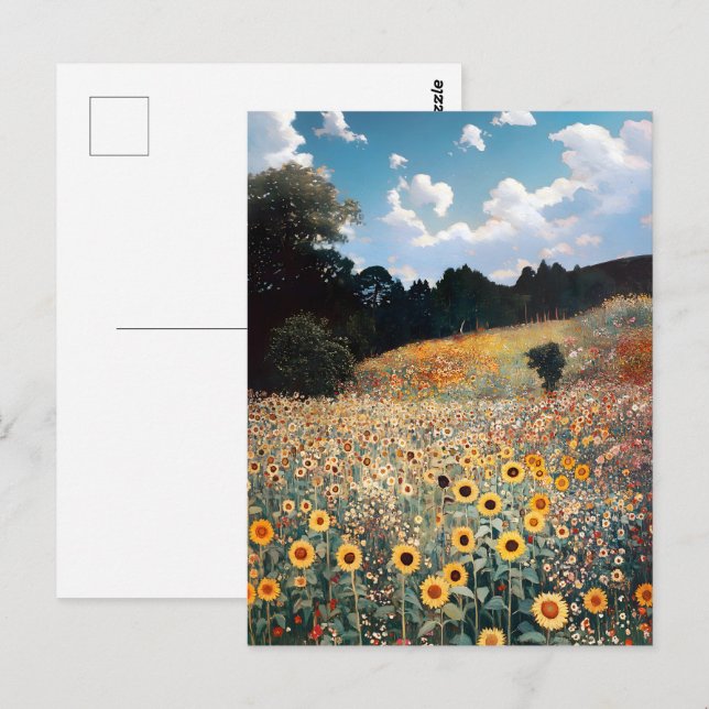 Grundfarbe für Sonnenblumen Postkarte (Vorne/Hinten)