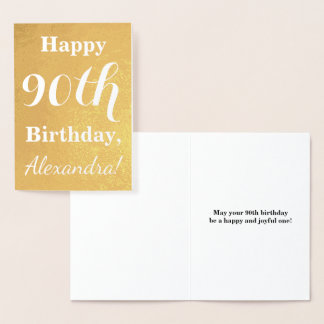 Grundgoldfolie 90. Geburtstag + Individuelle Name Folienkarte