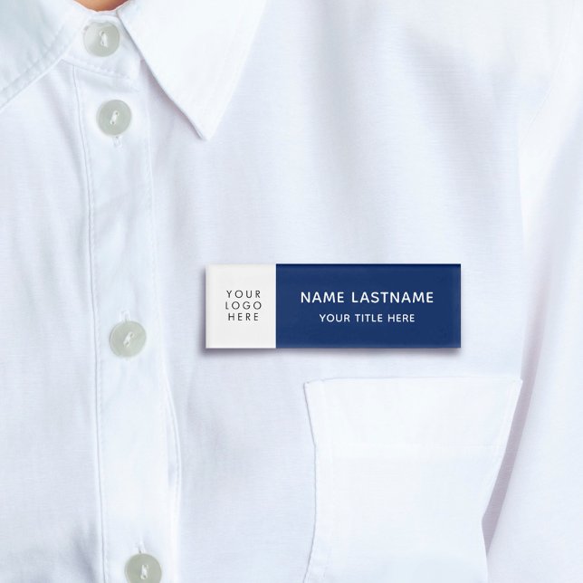 Grundlegende Add-LogosModern Navy Blue White Magne Namenschild (Von Creator hochgeladen)