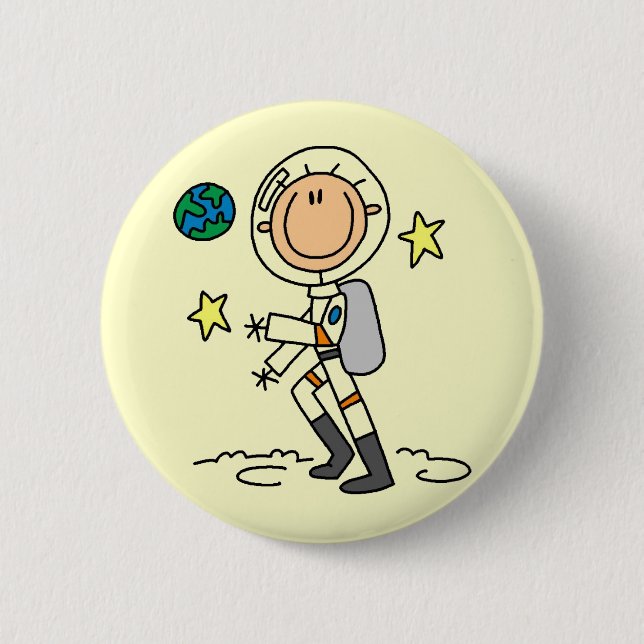 Grundlegende Astronauten-T-Shirts und Geschenke Button (Vorderseite)