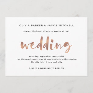 Grundlegende Elegante Imitate Rose Gold Hochzeit Einladung