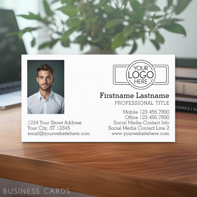 Grundlegende Führungskraft mit Logos und Fotos Visitenkarte (Classic Business Card Design with a Photo)