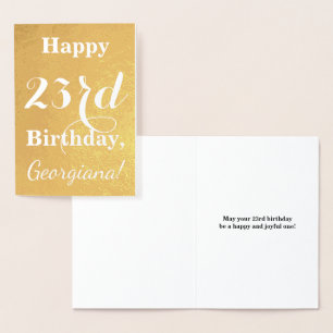 Grundlegende Goldfolie "HAPPY 23. BIRTHDAY"; Indiv Folienkarte
